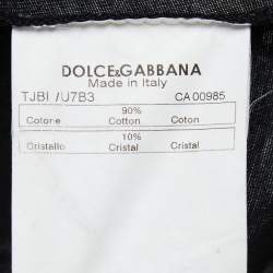 Pre Owned Dolce & Gabbana Black Cotton Crystal Embellished Tank Top L