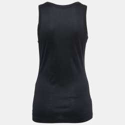 Pre Owned Dolce & Gabbana Black Cotton Crystal Embellished Tank Top L