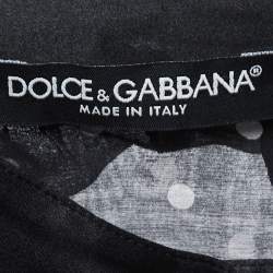 Pre Owned Dolce & Gabbana Black Polka Dotted Chiffon Button Front Full Sleeve Shirt Blouse S