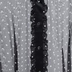 Pre Owned Dolce & Gabbana Black Polka Dotted Chiffon Button Front Full Sleeve Shirt Blouse S