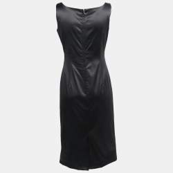 Pre Owned Dolce & Gabbana Black Stretch Satin Sleeveless Short Dress M