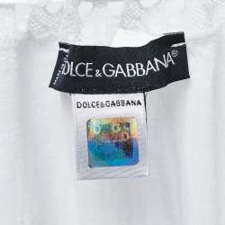 Pre Owned Dolce & Gabbana White Cotton Lace Trimmed Sleeveless Top XL