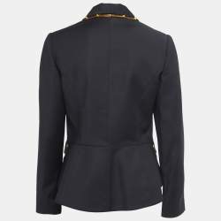 Pre Owned Dolce & Gabbana Black Cotton & Nylon Gold Chain Detail Blazer M