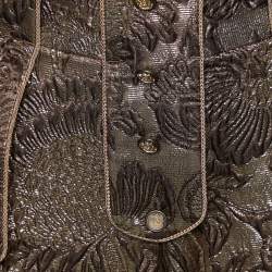 Pre Owned Dolce & Gabbana Gold Brocade Cropped Pants M