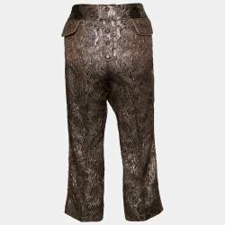 Pre Owned Dolce & Gabbana Gold Brocade Cropped Pants M