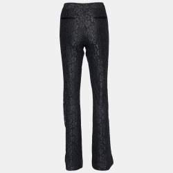 مملوكة مسبقًا Dolce & Gabbana Black Floral Lace Flared Leg Pants M