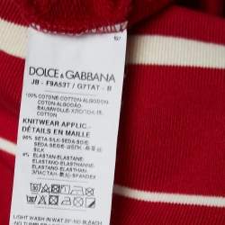 Pre Owned Dolce & Gabbana Red Logo Printed Cotton Knit Hooded Sweatshirt XS