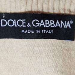 Pre Owned Dolce & Gabbana Beige Knit Button Front Cardigan M