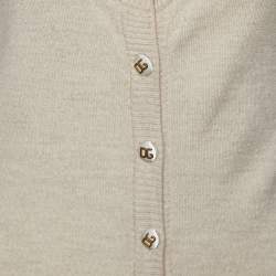 Pre Owned Dolce & Gabbana Beige Knit Button Front Cardigan M