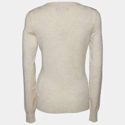 Pre Owned Dolce & Gabbana Beige Knit Button Front Cardigan M