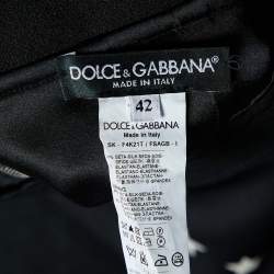 Pre Owned Dolce & Gabbana Black Star Printed Silk Knee Length Skirt M