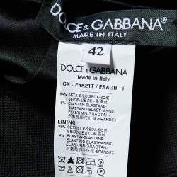 Pre Owned Dolce & Gabbana Black Star Printed Silk Knee Length Skirt M