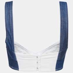 Pre Owned Dolce & Gabbana Navy Blue Denim Bustier Top XS