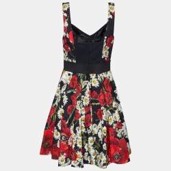 Pre Owned Dolce & Gabbana Multicolor Daisy Printed Sleeveless Midi Dress M