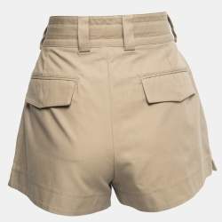 Pre Owned Dolce & Gabbana Beige Cotton Canvas High Waist Shorts M