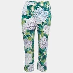 Pre Owned Dolce & Gabbana Multicolor Hydrangea Printed Cotton Tapered Trousers S