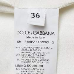 Pre Owned Dolce & Gabbana Off-White Lemon Patterned Jacquard Mini Skirt XS