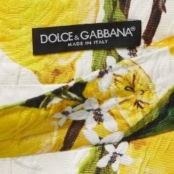 Pre Owned Dolce & Gabbana Off-White Lemon Patterned Jacquard Mini Skirt XS