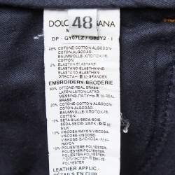 Pre Owned Dolce & Gabbana Dark Blue Embroidered Denim Skinny Jeans L Waist 32"