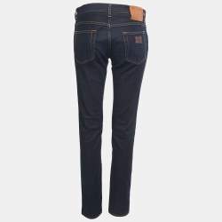 Pre Owned Dolce & Gabbana Dark Blue Embroidered Denim Skinny Jeans L Waist 32"