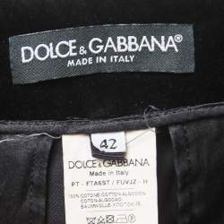 Pre Owned Dolce & Gabbana Black Velvet Trousers M