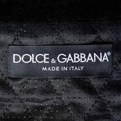 Pre Owned Dolce & Gabbana Red & Black Sateen & Velvet Crop Jacket M