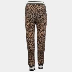 Pre Owned Dolce & Gabbana Black/Brown Animal Print Cotton Knit Joggers S