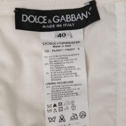Pre Owned Dolce & Gabbana White Floral Cotton Bustier Midi Dress S