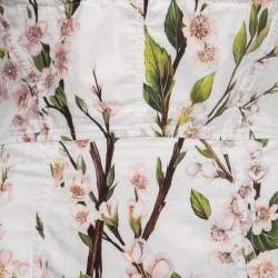 Pre Owned Dolce & Gabbana White Floral Cotton Bustier Midi Dress S