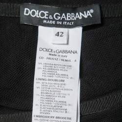 Pre Owned Dolce & Gabbana Black Lace Floral Applique Mini Dress M