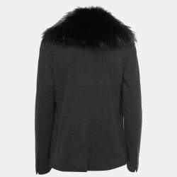 Dolce & Gabbana Black Grey Wool & Fur Single Breasted Jacket M