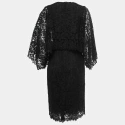 Pre Owned Dolce & Gabbana Black Floral Layered Midi Dress S