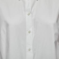 Pre Owned Dolce & Gabbana White Cotton Button Front Half Sleeve Cropped Shirt L