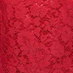 Pre Owned Dolce & Gabbana Red Lace Midi Dress M