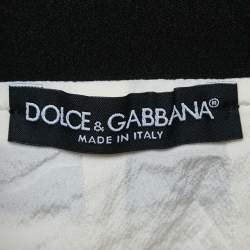 Pre Owned Dolce & Gabbana Navy Blue/White Striped Cotton Embroidered Mini Skirt S