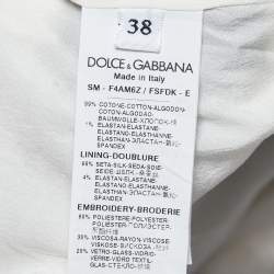 Pre Owned Dolce & Gabbana Navy Blue/White Striped Cotton Embroidered Mini Skirt S