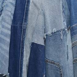 Pre Owned Dolce & Gabbana Blue Washed Denim Patch Detail Sleeveless Mini Dress S