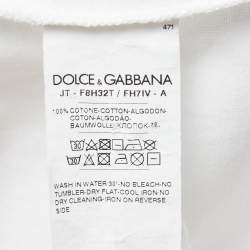 Pre Owned Dolce & Gabbana Limited Edition White Dog Print Cotton Crew Neck Short Sleeve T-Shirt XS