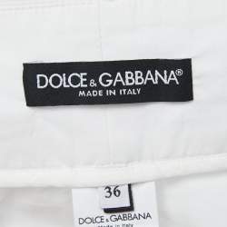 Dolce & Gabbana White Chicken Printed Cotton High Waist Shorts S