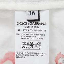 Dolce & Gabbana White Chicken Printed Cotton High Waist Shorts S