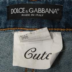 Pre Owned Dolce & Gabbana Blue Washed Denim Cute Jeans XS Waist 28"