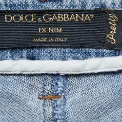 Pre Owned Dolce & Gabbana Blue Washed Denim Skinny Jeans S Waist 27"