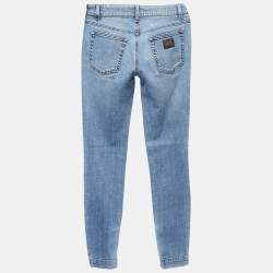 Pre Owned Dolce & Gabbana Blue Washed Denim Skinny Jeans S Waist 27"