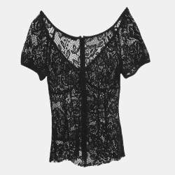 Pre Owned Dolce & Gabbana Black Crochet Knit Top S