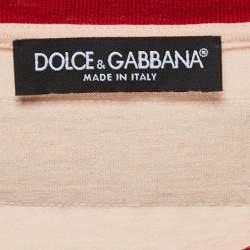 Pre Owned Dolce & Gabbana Light Orange Logo Print Cotton Short Sleeve T-Shirt S  