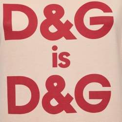 Pre Owned Dolce & Gabbana Light Orange Logo Print Cotton Short Sleeve T-Shirt S  