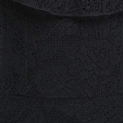 Pre Owned Dolce & Gabbana Black Knit Ruched Frill Midi Dress S