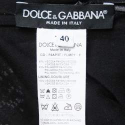 Pre Owned Dolce & Gabbana Black Knit Ruched Frill Midi Dress S