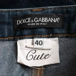 Pre Owned Dolce & Gabbana Navy Blue Denim Cute Jeans S Waist 26"