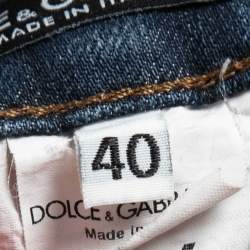Pre Owned Dolce & Gabbana Navy Blue Denim Cute Jeans S Waist 26"